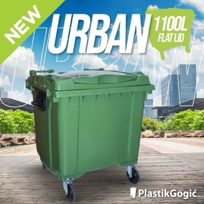 Plastic container 1100l with flat lid Urban series